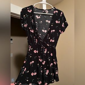 Black Flower Printed Romper